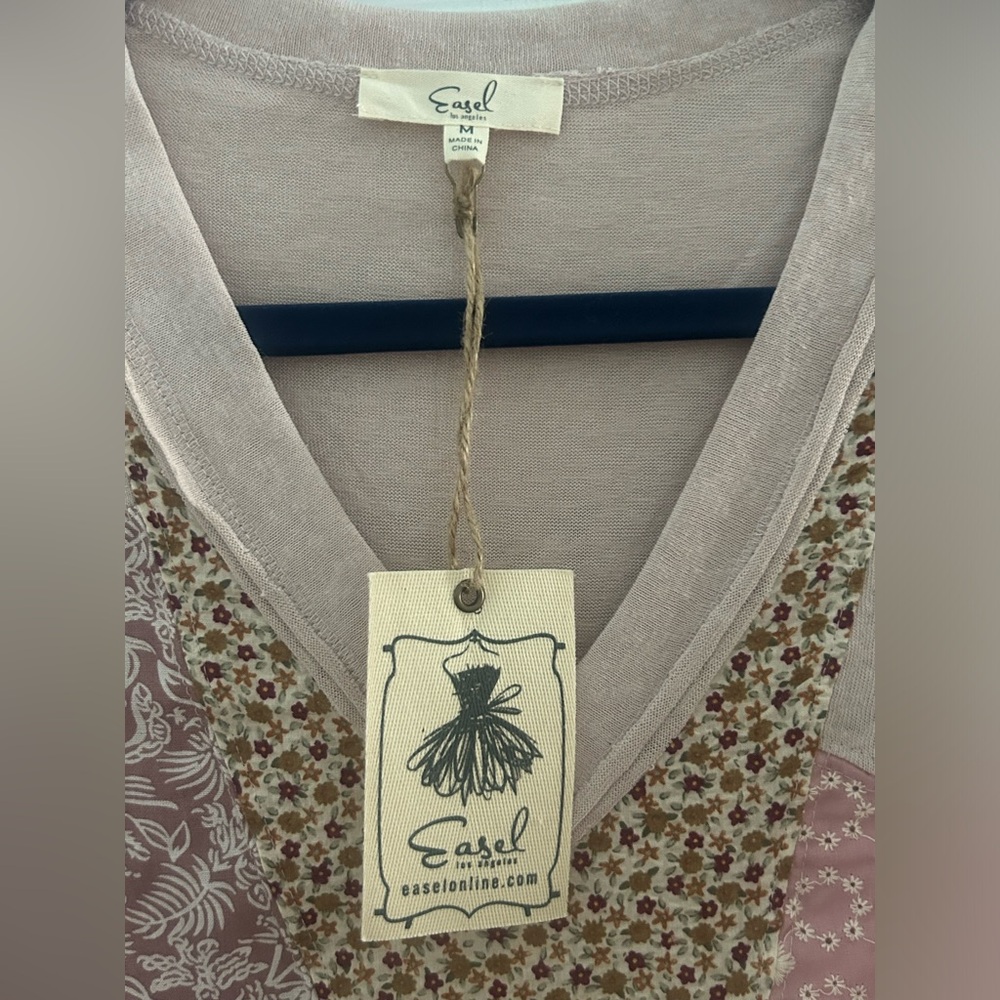 Boho Chic Pink And Cream Patchwork Top - image 5